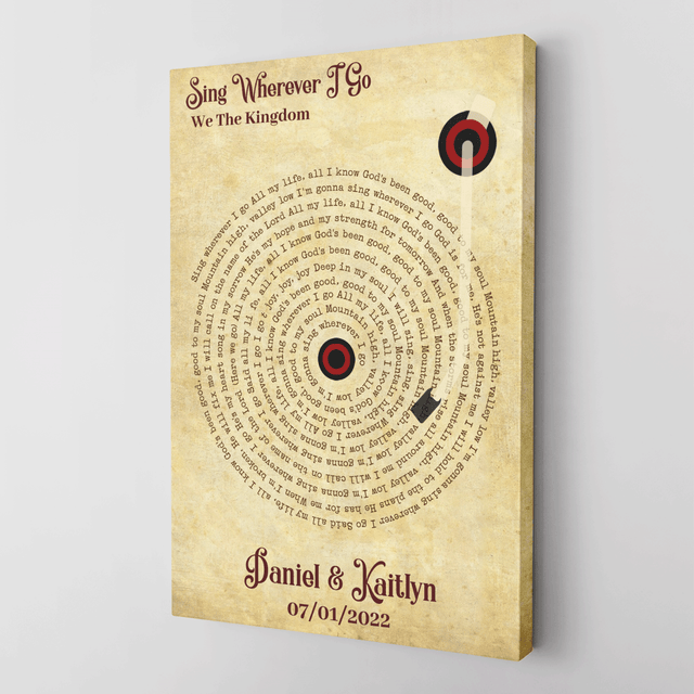 Custom Song Lyrics And Customizable Text, Vinyl Record Art, Canvas Wall Art