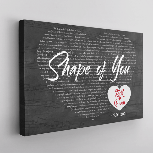 Custom Song Lyrics Heart Art, Custom Name And Song Name, Canvas Wall Art