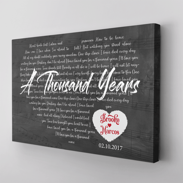 Custom Song Lyrics Heart Art, Custom Name And Song Name, Canvas Wall Art