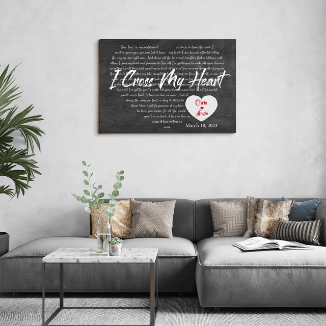 Custom Song Lyrics Heart Art, Custom Name And Song Name, Canvas Wall Art