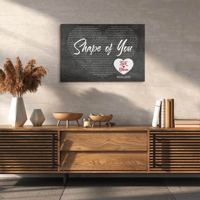 Custom Song Lyrics Heart Art, Custom Name And Song Name, Canvas Wall Art