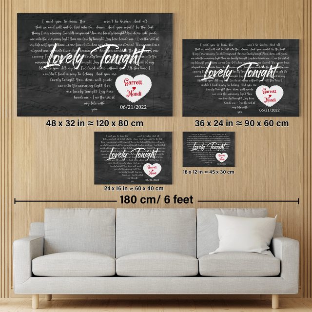 Custom Song Lyrics Heart Art, Custom Name And Song Name, Canvas Wall Art