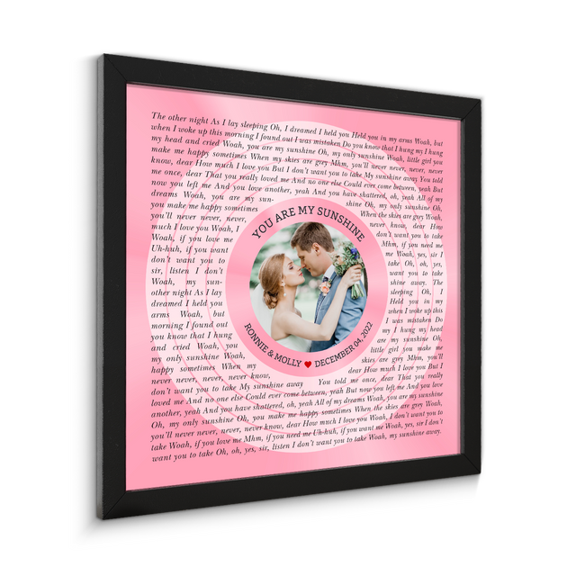 Circular Photo Tickled Pink Framed Art Print, Custom Song Lyrics & Name