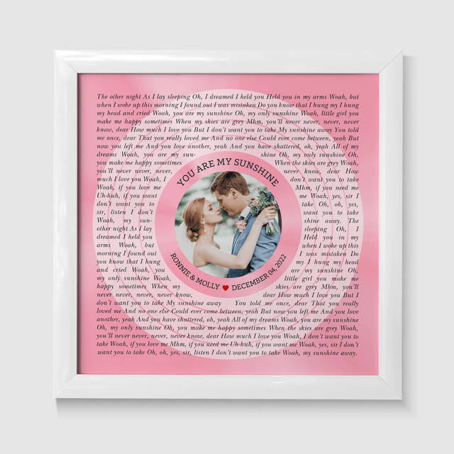 Circular Photo Tickled Pink Framed Art Print, Custom Song Lyrics & Name