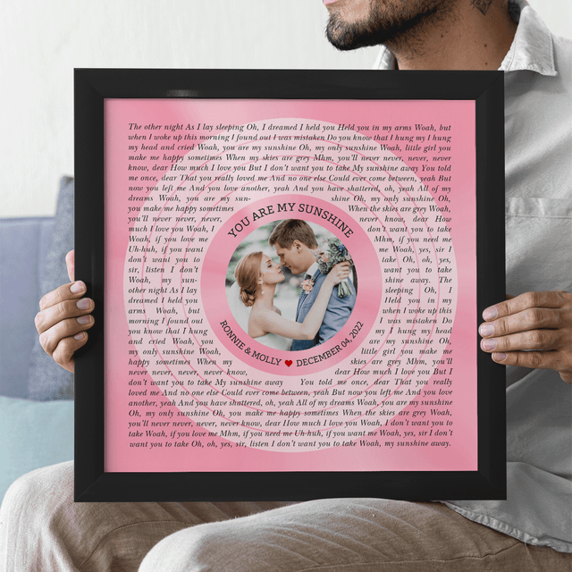 Circular Photo Tickled Pink Framed Art Print, Custom Song Lyrics & Name