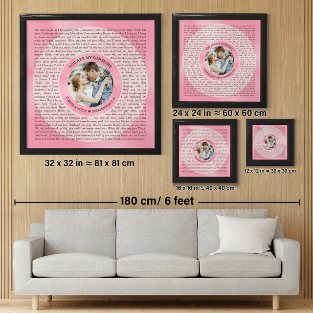 Circular Photo Tickled Pink Framed Art Print, Custom Song Lyrics & Name