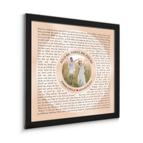 Circular Photo Sandy Framed Art Print, Personalized Song Lyrics & Name