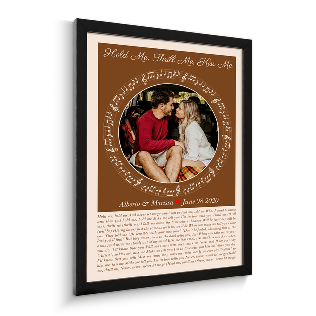 Circular Photo Sandy Framed Art Print, Custom Song Lyrics & Name