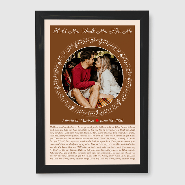 Circular Photo Sandy Framed Art Print, Custom Song Lyrics & Name