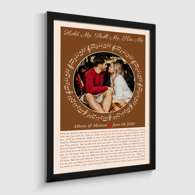 Circular Photo Sandy Framed Art Print, Custom Song Lyrics & Name