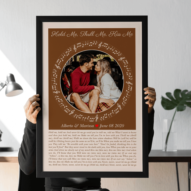 Circular Photo Sandy Framed Art Print, Custom Song Lyrics & Name