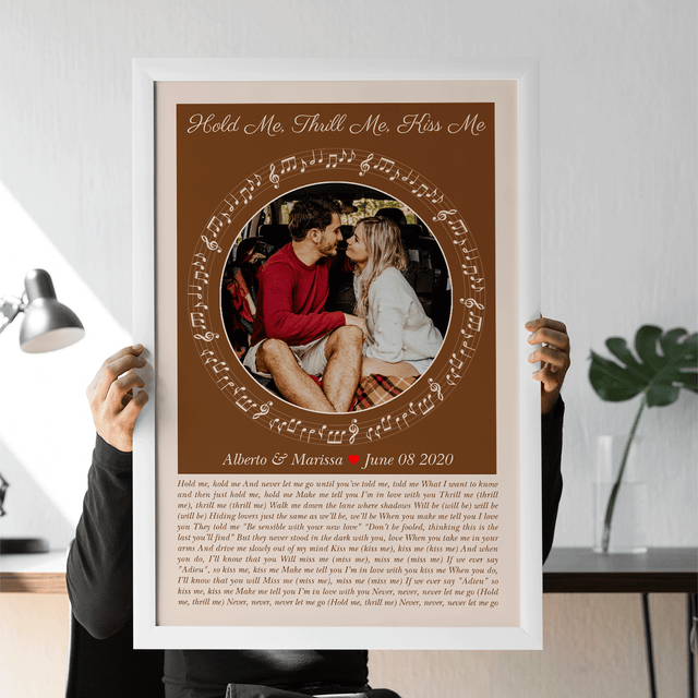 Circular Photo Sandy Framed Art Print, Custom Song Lyrics & Name