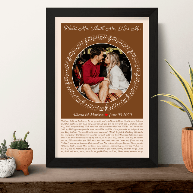 Circular Photo Sandy Framed Art Print, Custom Song Lyrics & Name