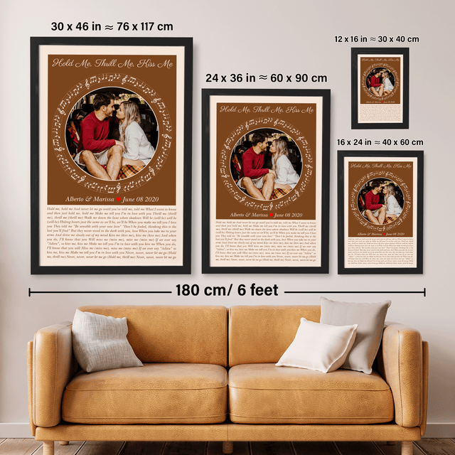 Circular Photo Sandy Framed Art Print, Custom Song Lyrics & Name