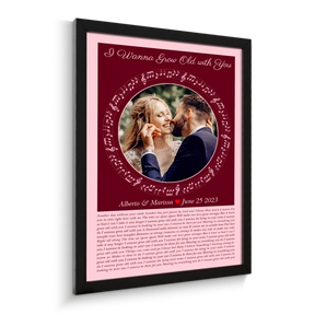 Circular Photo Tickled Pink Framed Art Print, Custom Song Lyrics & Name