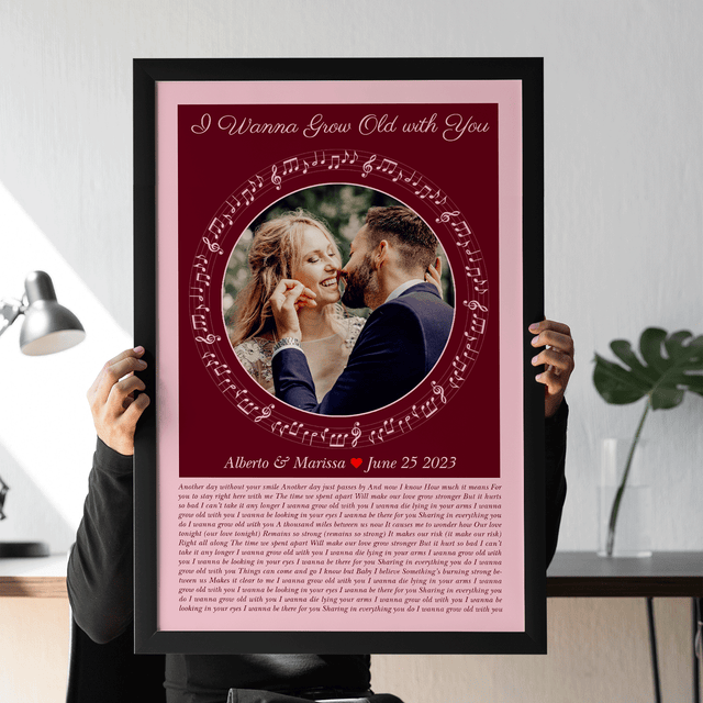 Circular Photo Tickled Pink Framed Art Print, Custom Song Lyrics & Name