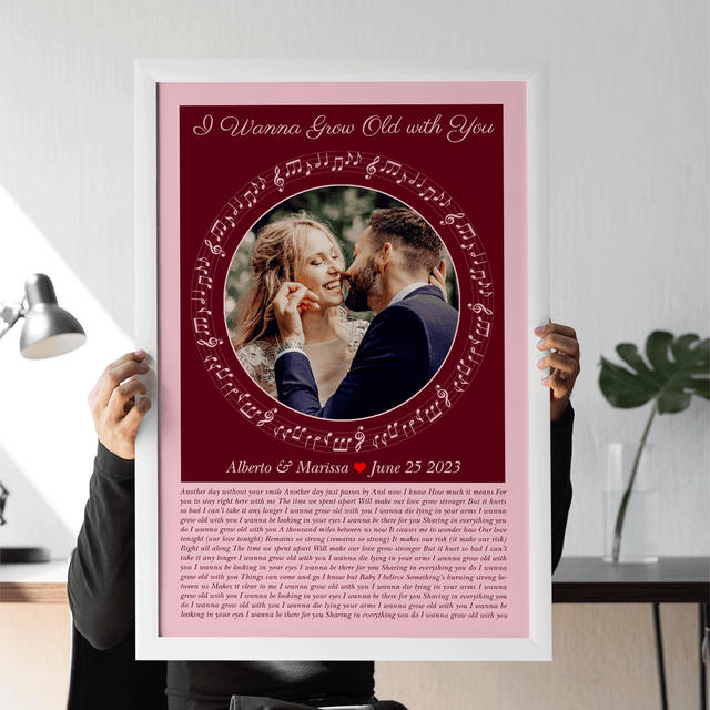 Circular Photo Tickled Pink Framed Art Print, Custom Song Lyrics & Name