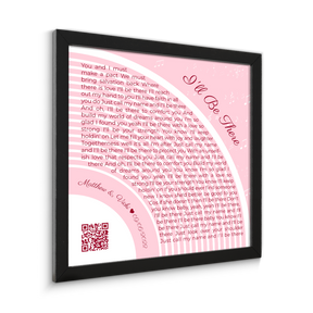 Custom Song Lyrics Wall Art With QR Code, Pastel Pink Framed Art Print