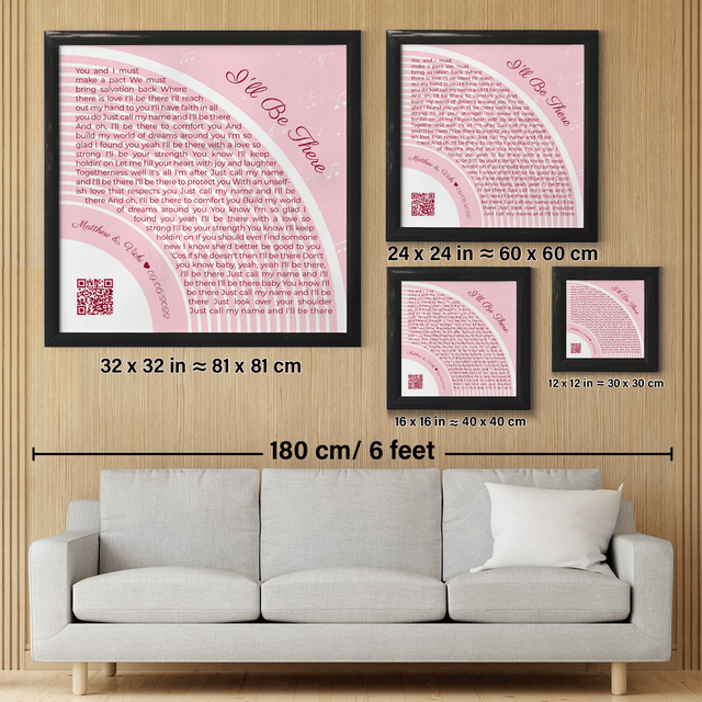 Custom Song Lyrics Wall Art With QR Code, Pastel Pink Framed Art Print
