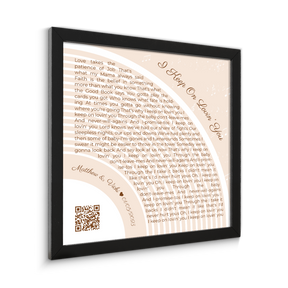 Custom Song Lyrics Wall Art With QR Code, Pastel Sand Framed Art Print
