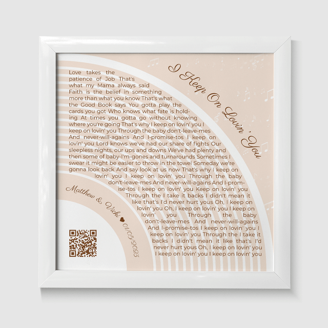 Custom Song Lyrics Wall Art With QR Code, Pastel Sand Framed Art Print
