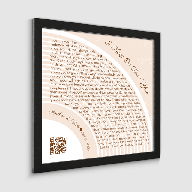 Custom Song Lyrics Wall Art With QR Code, Pastel Sand Framed Art Print