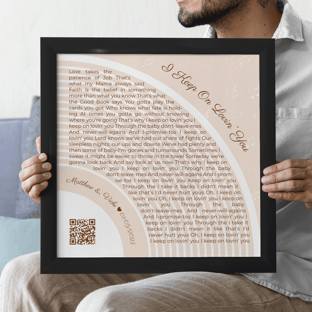 Custom Song Lyrics Wall Art With QR Code, Pastel Sand Framed Art Print
