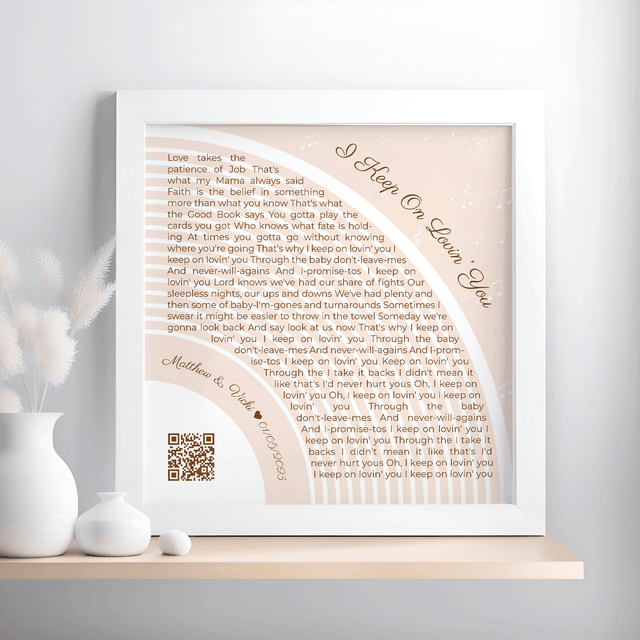 Custom Song Lyrics Wall Art With QR Code, Pastel Sand Framed Art Print