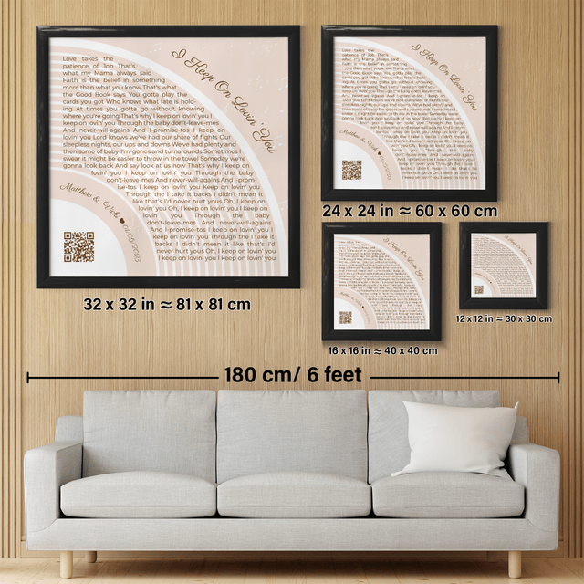Custom Song Lyrics Wall Art With QR Code, Pastel Sand Framed Art Print