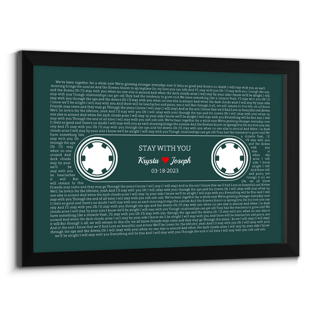 Forest Green Retro Cassette Tape Design, Personalized Song Lyrics Framed Art Print