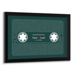 Forest Green Retro Cassette Tape Design, Personalized Song Lyrics Framed Art Print