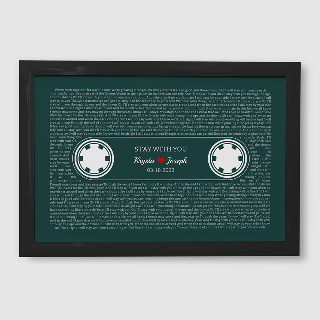 Forest Green Retro Cassette Tape Design, Personalized Song Lyrics Framed Art Print