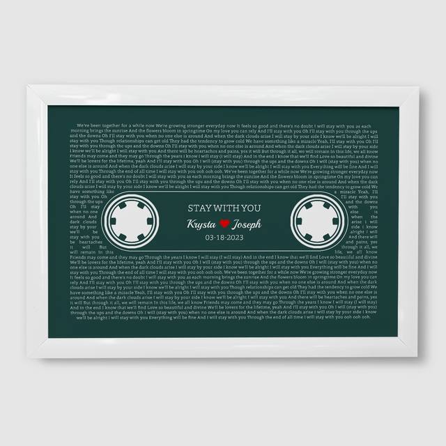 Forest Green Retro Cassette Tape Design, Personalized Song Lyrics Framed Art Print