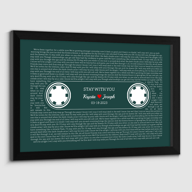 Forest Green Retro Cassette Tape Design, Personalized Song Lyrics Framed Art Print