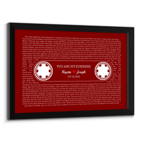 Maroon Retro Cassette Tape Design, Personalized Song Lyrics Framed Art Print