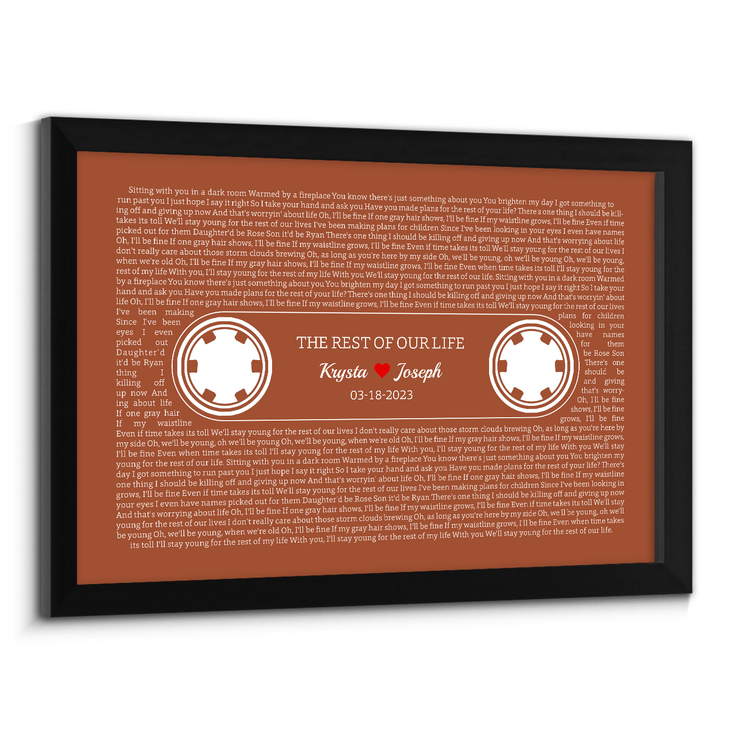 Orange Retro Cassette Tape, Personalized Song Lyrics Framed Art Print