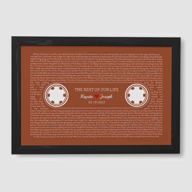 Orange Retro Cassette Tape, Personalized Song Lyrics Framed Art Print