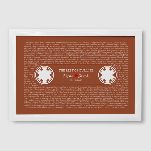 Orange Retro Cassette Tape, Personalized Song Lyrics Framed Art Print