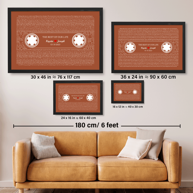 Orange Retro Cassette Tape, Personalized Song Lyrics Framed Art Print