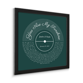 Forest Green Framed Art Print, Custom Song Lyrics & Name