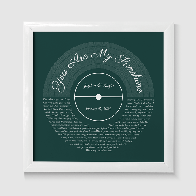 Forest Green Framed Art Print, Custom Song Lyrics & Name