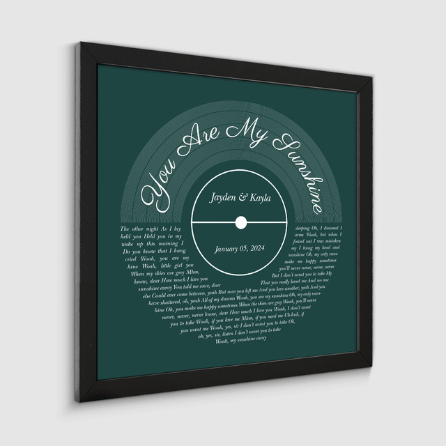 Forest Green Framed Art Print, Custom Song Lyrics & Name