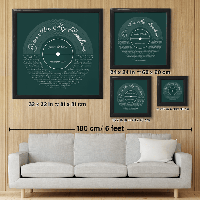 Forest Green Framed Art Print, Custom Song Lyrics & Name