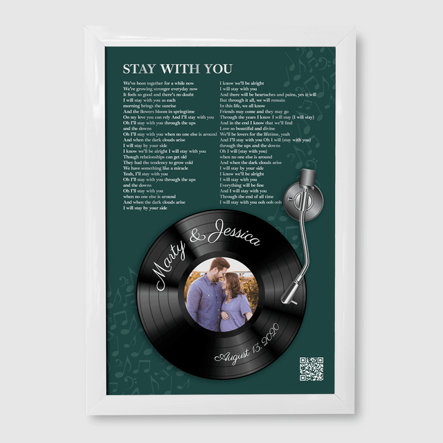 Personalized Song Lyrics Frame Art Print, Forest Green Vinyl Record Lyrics