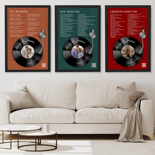 Personalized Song Lyrics Frame Art Print, Forest Green Vinyl Record Lyrics