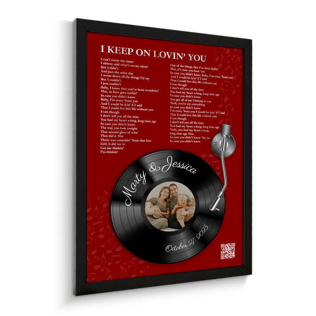 Personalized Vinyl Record Lyrics, Antique Maroon Framed Art Print