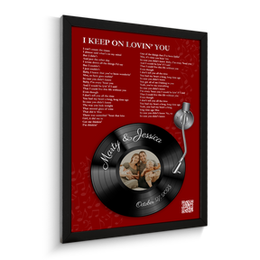 Personalized Vinyl Record Lyrics, Antique Maroon Framed Art Print