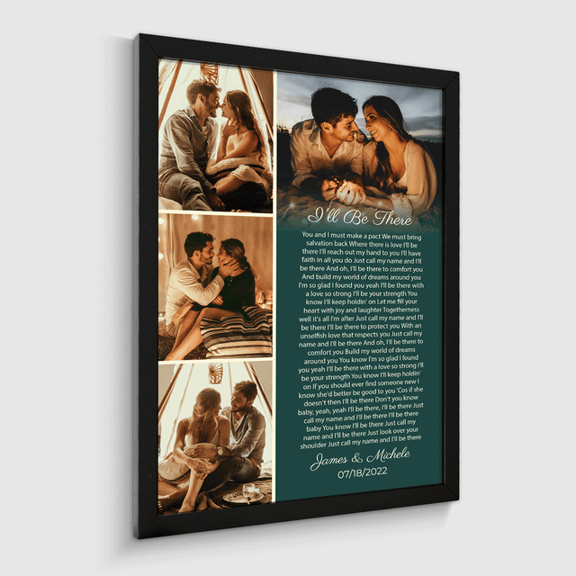 Custom Photo Collage Framed Art Print, Personalized Song Lyrics & Name