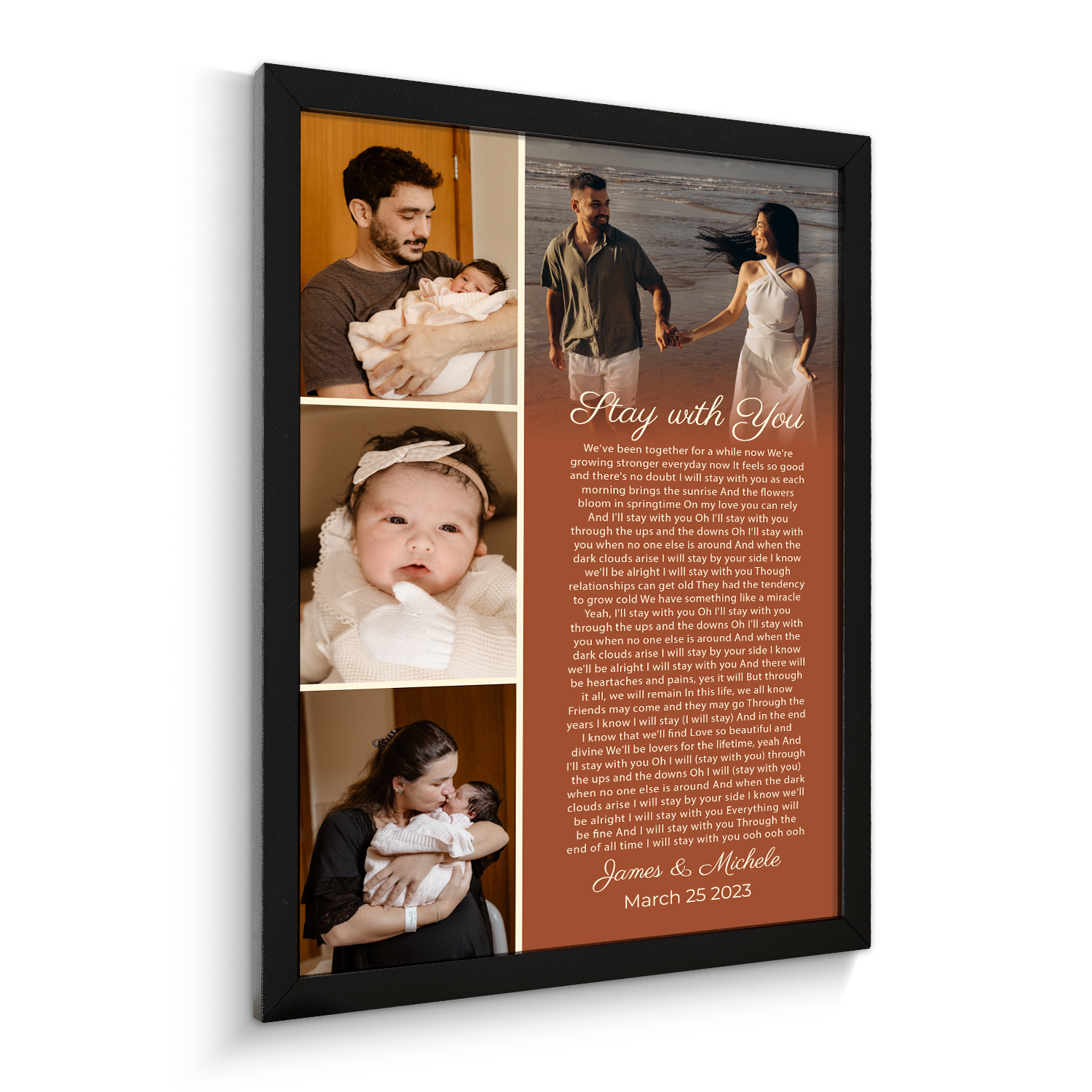 Customized Song Lyrics And Photo Framed Art Print