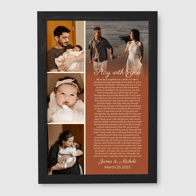 Customized Song Lyrics And Photo Framed Art Print